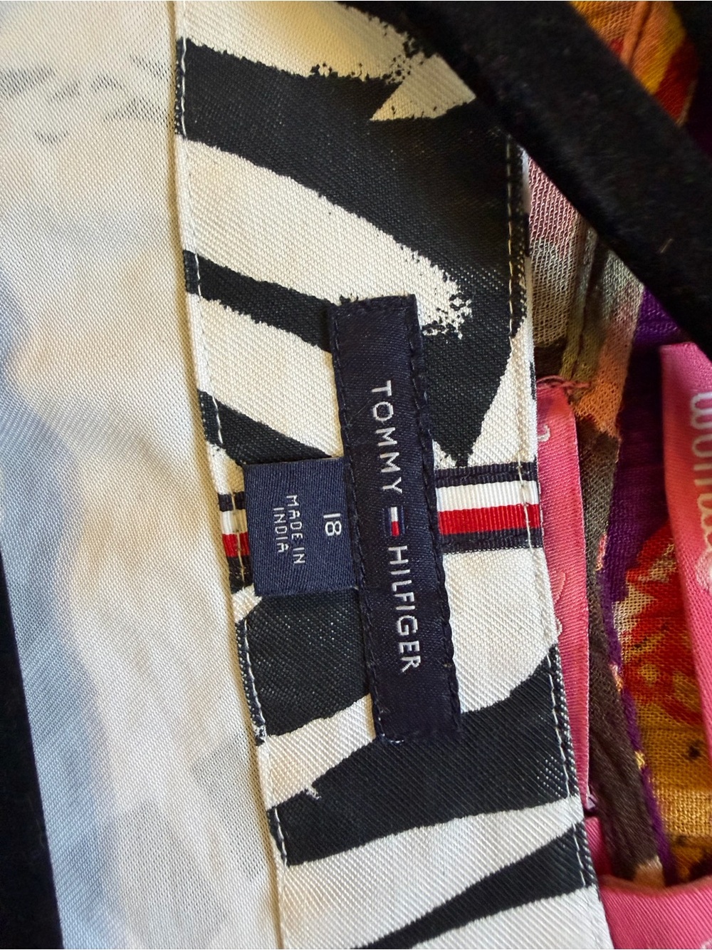 Tommy Hilfiger Black and White Tropical Print Midi Dress - Picture 5 of 5
